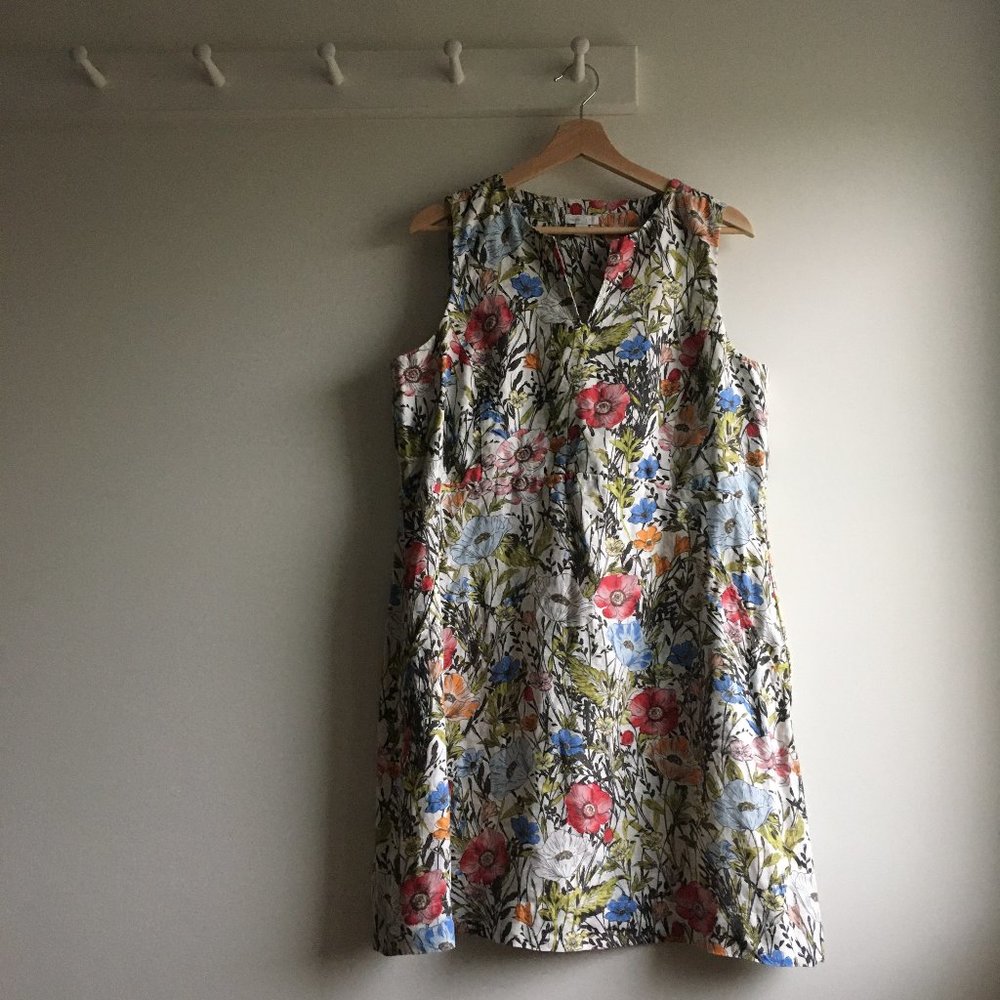 J. Jill Love Linen Illustrated Garden Floral Shift Dress